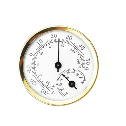 YARNOW Thermometer Analog Humidity Temperature Meter Hygrothermograph Aluminum Alloy Bottom Case
