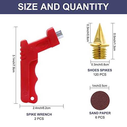 120Pcs 1/4 Inch Track Spikes For Track Shoes - Replacement Steel Spikes For Sprint Sport Cross Country Short Running Shoes With Spike Wrench And Sand Paper, Track Spike Suit Use For Most Running Shoes #TOP6