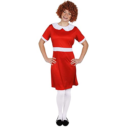 Disfraz de niña huérfana para adultos, disfraz inspirado en espectáculos musicales, vestido rojo para el Día Mundial del Libro, fiesta temática de la Semana del Libro, disfraz de Halloween, talla XXL