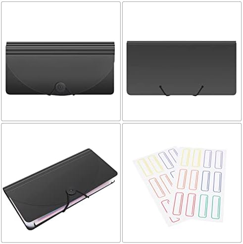 Uquelic Mini Accordion Receipt Organiser - 13 Pockets Expanding Coupons Storage Plastic Receipt Folder Document Wallet for Bills/Coupons/Tax Receipt(10 x 5 inch) (Black)