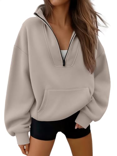 Trendy Queen Sweatshirts Half Zip Pullover Quarter Zip Oversized Hoodies