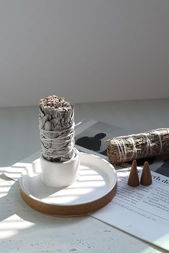 BEYLAB Salbei räuchern Halter weisser weißer Salbei zum Keramik Räucherstäbchen Halterung, Palo Santo Halter, räucherschale, Kerzen, Smudge, weihrauchbrenner minimalistische deko (Gesprenkelt Weiß)