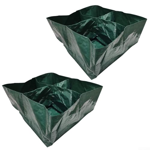 Yhenlovtt Letti rialzati rettangolari per giardino, grande borsa per piantare, contenitore rialzato, quadrato, diviso, 4 griglie in tessuto, per multi verdure, fiori e giardino (A)