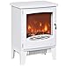 Produktbild HOMCOM LED Elektrokamin Standkamin Kaminofen mit Flammeneffekt 900/1800W Metall ABS-Kunststoff Glas Weiß 39 x 26 x 54,8 cm