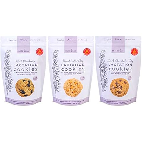 MilkBliss Soft Baked Lactation Cookies for Breastfeeding, All Natural and GMO Free Lactation Boosting Ingredients! Oats, Flaxseed, Brewers Yeast. 12 Count. Cover
