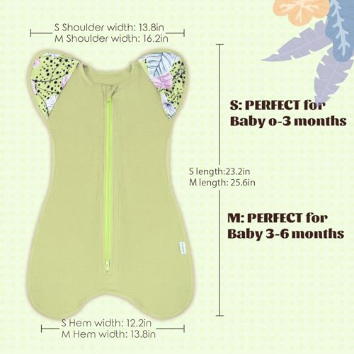 Image of Baby Swaddle for Newborns - Swaddle Blanket Sleep Sack, 2-Pack 100% Cotton Hands Up Wearable Bag, Newborn Essentials for Baby Boys & Girls, 2-Way Zipper (Vitality Style, 3-6 Months)