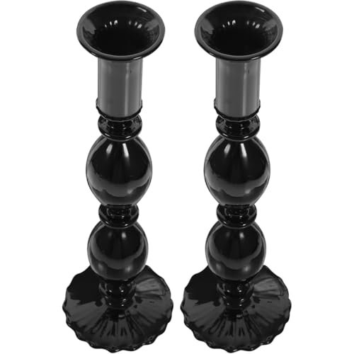 Bougeoir en verre noir Operitacx de 2 pièces pour table stable