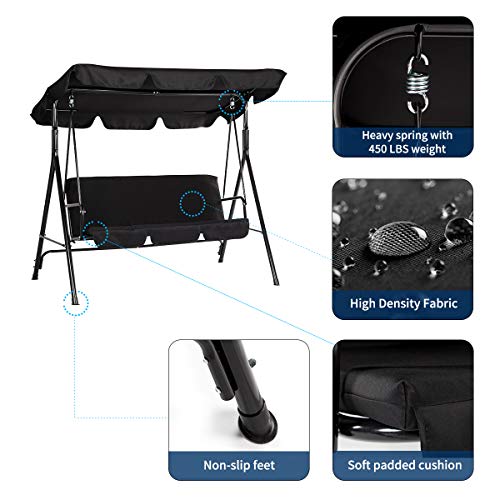 image for Esright Outdoor Patio Swing Chair, Cnopy Swing with Removable Cushion 