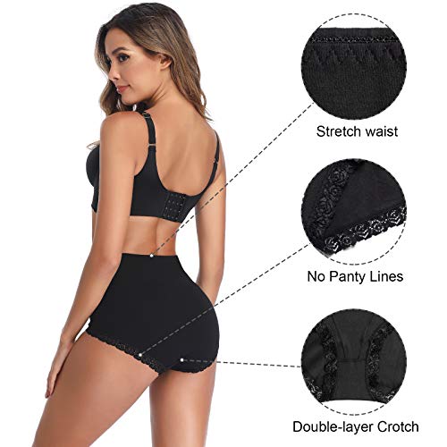 Image of Womens Underwear,Cotton Mid Waist No Muffin Top Full Coverage Brief Ladies Panties Lingerie Undergarments for Women Multipack