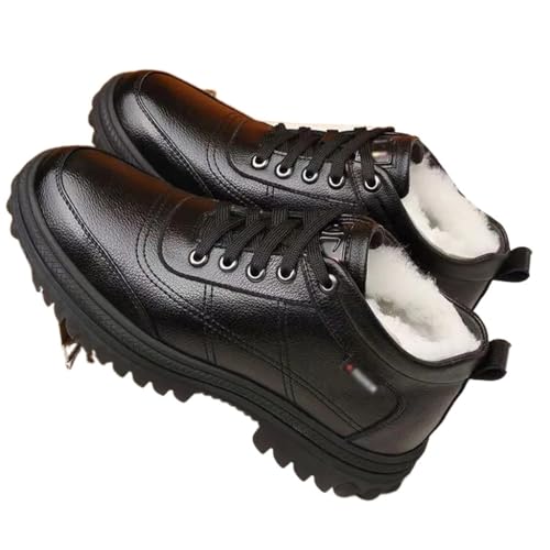 Men's Cotton Shoes Padded Warm Shoes High-top Thick-Soled Non-Slip Snow Father Shoes Leather(41 Code)