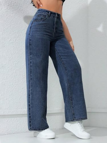 Image of TAGAS Women's High Waisted Wide Leg Jeans - Baggy Denim Pants, Loose Fit Casual Straight Leg Pant for Girls & Womens