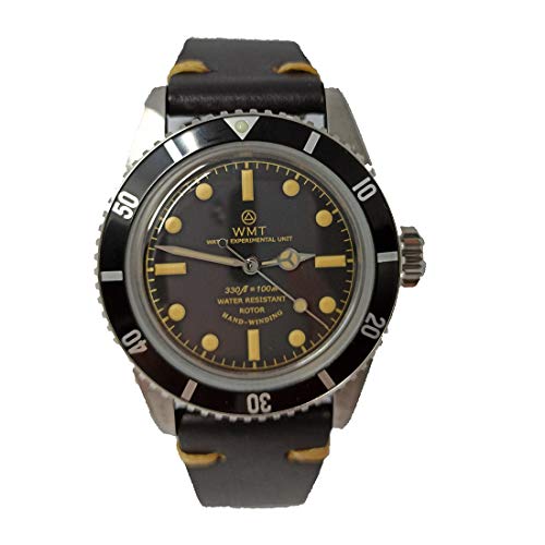 Montre Plongée Automatique Walter Mitt Sea Diver - Acier, Cadran Noir, Bracelet Cuir - Unisexe