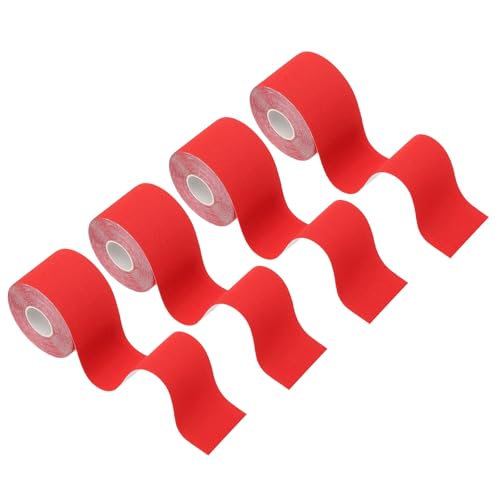 PATIKIL 5.5 Yard x 2 Inch Cinta Kinesiológica, 4 Rollos Cintas Deportivas Adhesivas De Algodón Para Muscular Cinta Elástica Para Rodilla, Rojo