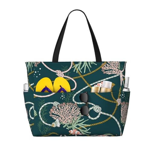 Grand sac de plage Coraux dorés pour vos journées ensoleillées et sorties d'été chic