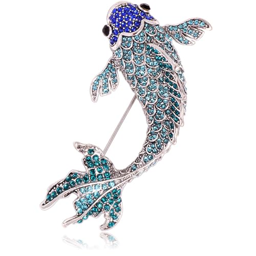 Image of Gold Fish Brooches for Women Marine Animal Red Koi Fish Carp Rhinestone Brooch Lovely Enamel Vintage Personalized Large Brooch Lapel Pin Gifts