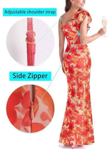 Image of VFSHOW Womens Ruffle One Shoulder Wedding Formal Prom Evening Maxi Dress