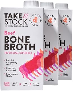 Beef Bone Broth | Grass-Fed | Collagen, Protein & Amino Acids | Low Carb, Keto & Gluten Free | Clear Liquid Broth, not Beef Stock Cubes, Powder or Concentrate | 3 x 500ml