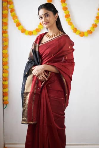 Image of SGF11 Women's Kanjivaram Soft Cotton Linen Silk Saree With Blouse Piece