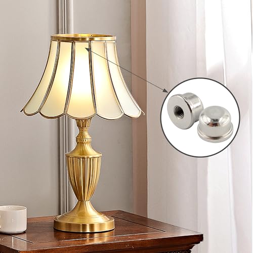 Image of 4PCS Solid Lamp Finials Caps Tapped, Knob On Top of The Harp Lampshade Stand, Harp Lamp Finial Knob, 1 /2 inch Tall, Silver