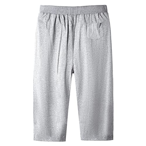 Short de sport 3/4 en coton gris clair avec taille élastique confortable - 2