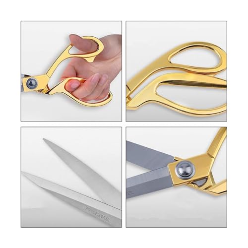 Image of Utility 8.5 Inch all Purpose Golden Scissors, Gold Kitchen Shears or Ribbon Cutting - Household Stainless Steel Golden Scissors - Multi-Purpose Stainless Steel Sharp Blades
