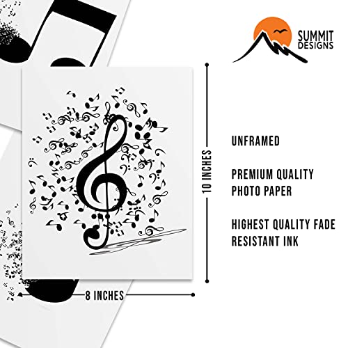 Summit Designs Music Notes Wall Decor - Set Of 3 (8X10) Poster Photos - Eighth Note - Treble Clef #TOP1