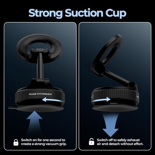 Image of Zebronics Magnetic Mobile Holder, Foldable Design, 360 Rotation, Strong Suction Mount, MagSafe Compatible, Multi-Angle Adjustment, Twist to Lock /Unlock, Compact Design (MS300)
