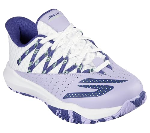 Skechers Viper Court Rally   Tenis para Mujer, Piel Blanca/Malla Morada, Talla 5, Piel Blanca y Malla Morada, 38 EU