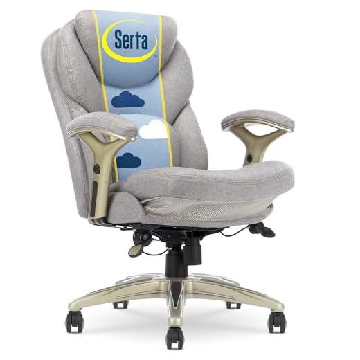 Serta Ergonomic Executive Office Chair Motion Technology Adjustable Mid Back Design with Lumbar Support, Light Gray Fabric