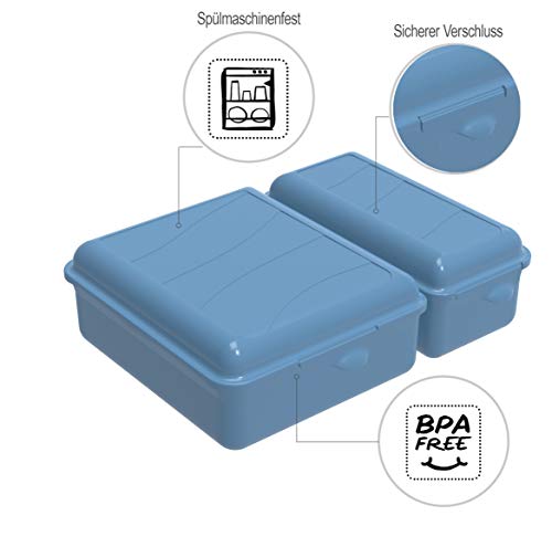Rotho, Fun, Vesper box with two separate compartments, Plastic (PP) BPA-free, blue, 1,05l + 0,55l (22,0 x 16,5 x 7,0 cm) - Image 3