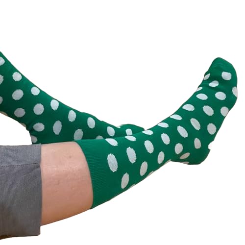 Spotlight Hosiery Men's Polka Dots Dress Socks, Green/White, Size 10-13, 1PR2