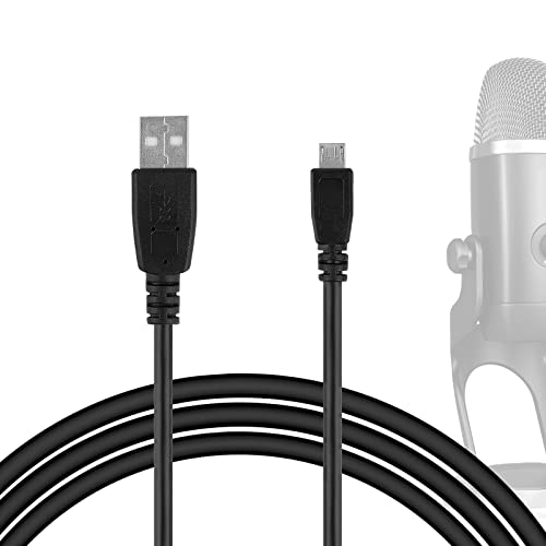 Geekria for Creators USB to Micro USB Microphone Cable 9ft / 2.8M Compatible with Blue Yeti X, Yeti Nano, BONAOK G50, X39, Q31, Q37, Q78, BlueFire, Ankuka Karaoke Microphone Mic Cord (Black)