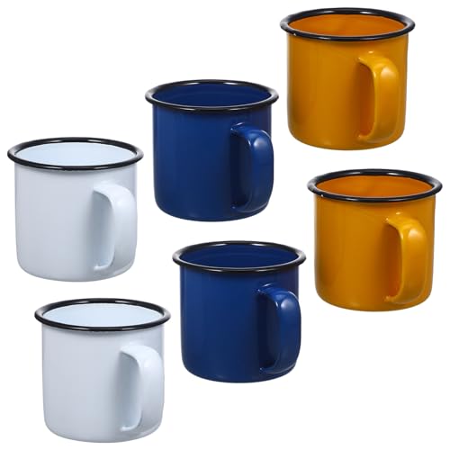 GARVALON Juego de 6 Tazas de Esmalte Vintage de 6 CM Resistentes al Calor Coloridas y Gruesas Tazas Creativas para Café Agua y Bebidas Calientes Ideales para Uso Color Color Aleatorio