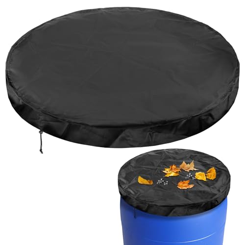 55 Gallon Drum Lid Cover - Water Storage Barrel Cover with Drawstring Waterproof Dust-proof for Rain Barrels, Trash Can Drum Covers for Preventing Fallen Leaves, Rain, Snow, Debris, Small Objects
