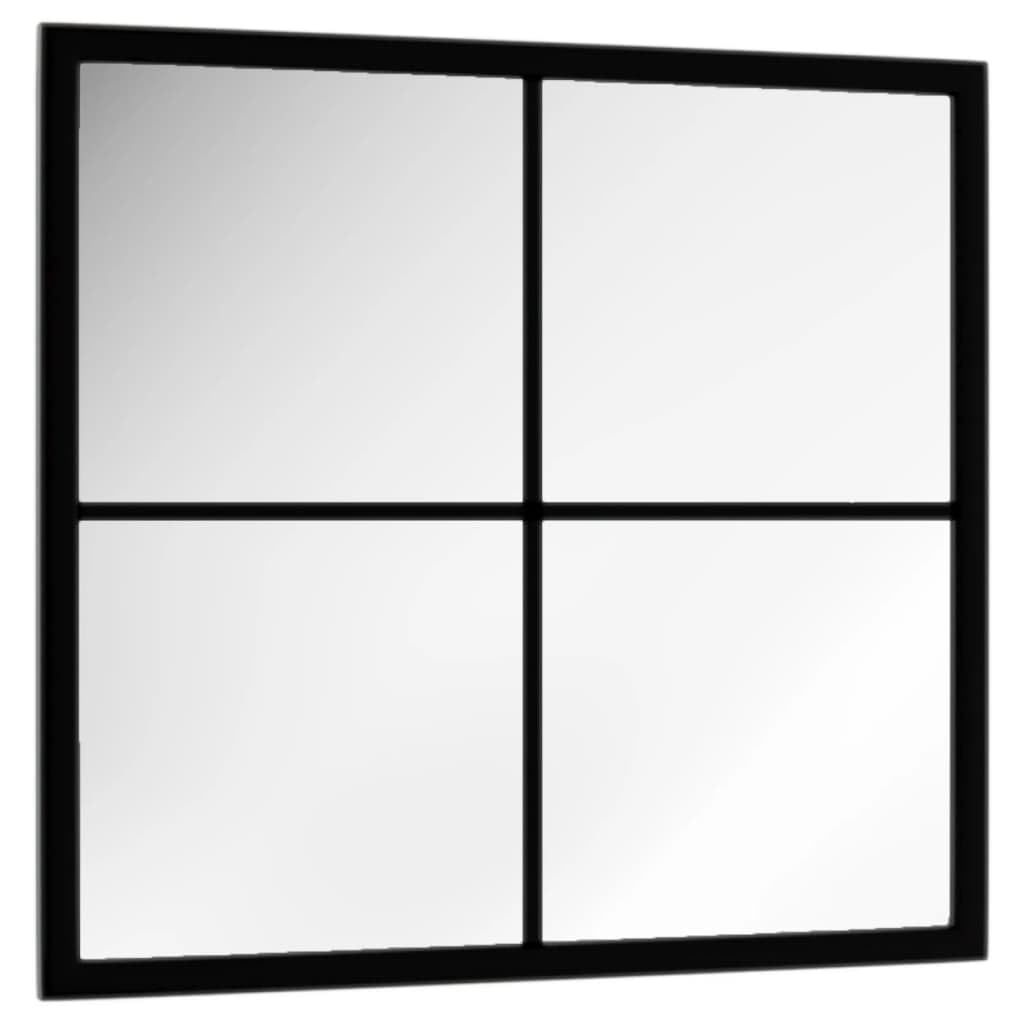Wandspiegel Schwarz Metall 40x40 cm mit Glas 3 mm, Dekorationsspiegel für Badspiegel, Flur, Schlafzimmer, Wohnzimmer, Garderobe, Eingangsbereich, Schminkspiegel für Styling und Rasur