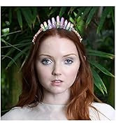 Formery Raw Crystals Crown Headband Silver Colorful Natural Stones Quartz Tiara Wedding Party Pro...