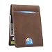 BEARTWO RFID Blocking Bifold Money Clip Wallet, Slim Genuine Leather Minimalist Front Pocket Wallets for Men (Light Brown)