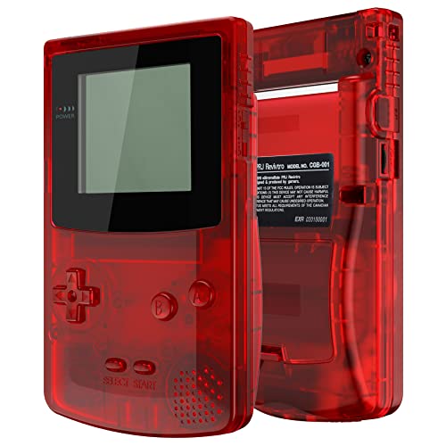 Image of IPS Ready Upgraded eXtremeRate Clear Red Replacement Shell Full Housing & Black Screen Lens for Gameboy Color - Fit for GBC OSD IPS & Regular IPS & Standard LCD - Console & IPS Screen Without