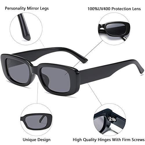 Image of Vintage Rectangle Sunglasses for Women Men 90s Fashion Narrow Square Frame Eyewear UV400 Protection