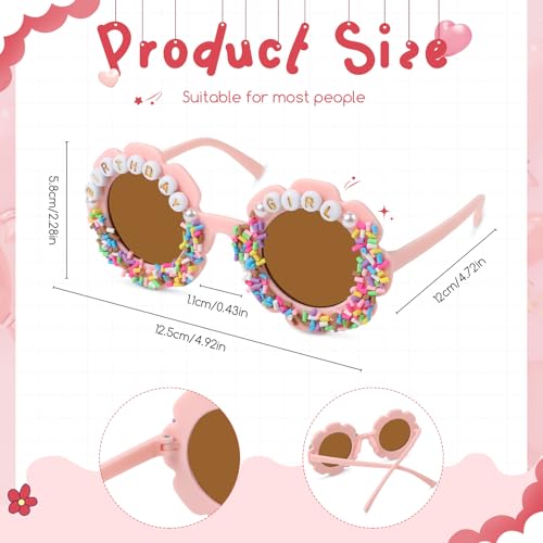 YOGFIT Round Flower Birthday Glasses for Kids Girls Cute Birthday Party Accessories Happy Birthday Gifts Birthday Sunglasses3