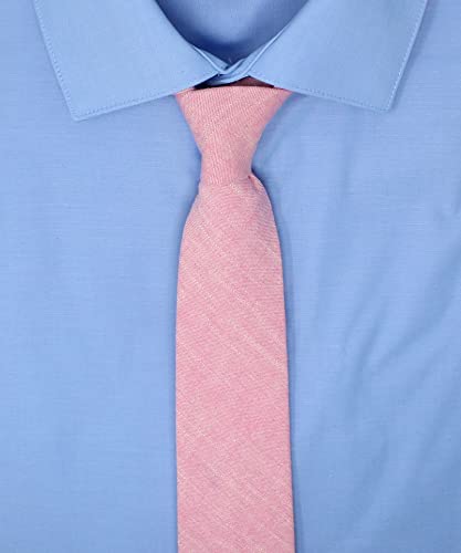 Image of Men's Chambray Cotton Skinny Necktie Tie Textured Distressed Style - 2.5 inch Width