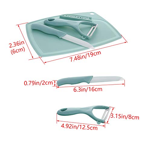 Set cuchillos cocina 3 piezas cerámica azul miniatura 2