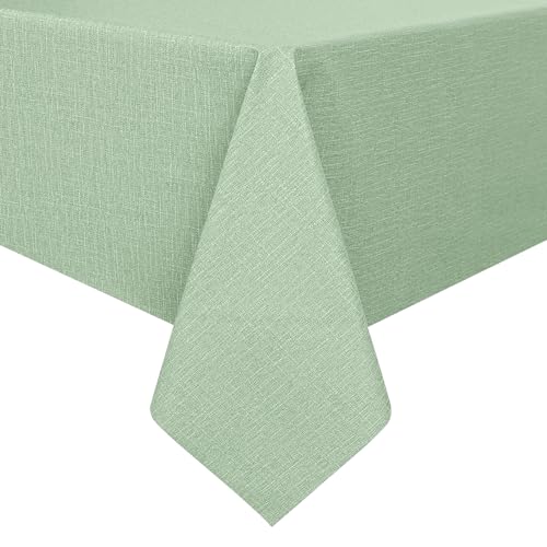 Romanstile Mantel de vinilo de PVC verde salvia, se limpia con un paño, mantel de plástico impermeable, mantel rectangular de hule para Navidad, fiesta de cumpleaños, al aire libre, boda, jardín de