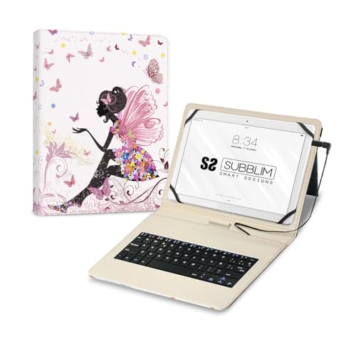 SUBBLIM Funda con Teclado Micro USB USB 11' Hadas Type C Adaptor Cierre Magnético Exclusivo Sistema De Sujeción
