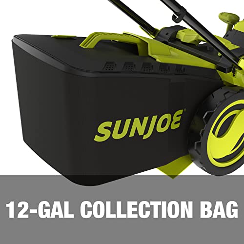 Sun Joe 24V-X2-16Lm 48-Volt Ionmax Cordless Brushless Lawn Mower Kit, W/ 4.0-Ah Battery + Dual Port Charger & 12-Gallon Collection Bag, 16-Inch, Comfort Grip, One Touch 6-Position Height Adjustment #TOP5