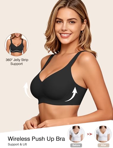 Image of Jelly Wireless Bras for Women No Underwire Push Up Seamless Full Coverage Bralettes Support Lift Everyday Bra