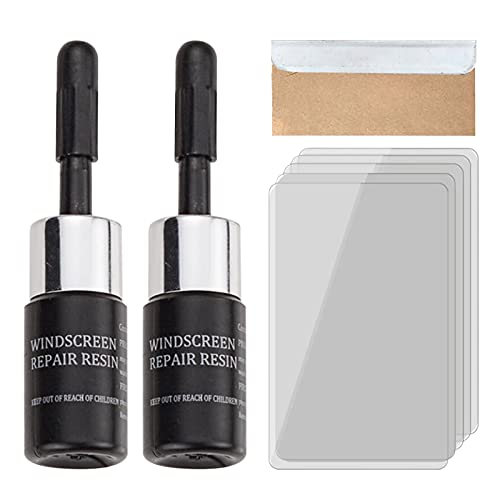 4 Piece Set Windshield Crack Repair Kit,Windscreen Repair Resin,Auto Glass Repair Kit,Windshield Repair Kit,Glass Corrector Set,Glass Corrector Windshield,Car Cracked Glass Repair Kit 3ML (Black)