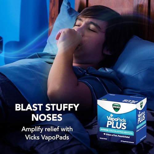 Image of Vicks VapoPads Plus with Intense Cold Blasting Menthol - Vapor Pads Refill for Vicks Humidifiers and Steam Inhalers, Scent Pads for Congestion Relief, 20-Pack, Box Color May Vary