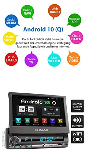 XOMAX XM-VA774 autoradio met Android 10, QuadCore, 2GB RAM, 32GB ROM, GPS-navigatie I Support: WiFi WLAN, 3G 4G, DAB… - Image 3
