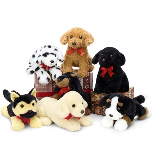 MaoGoLan 7pcs 11.7 Inch Puppy Dog Stuffed Animals Bulk, Small Dog Plush for Adopt a Puppy Party Favor Baby Shower Home Decor, Cute Stuffed Animals Gift for Kids Boys Girls Adults